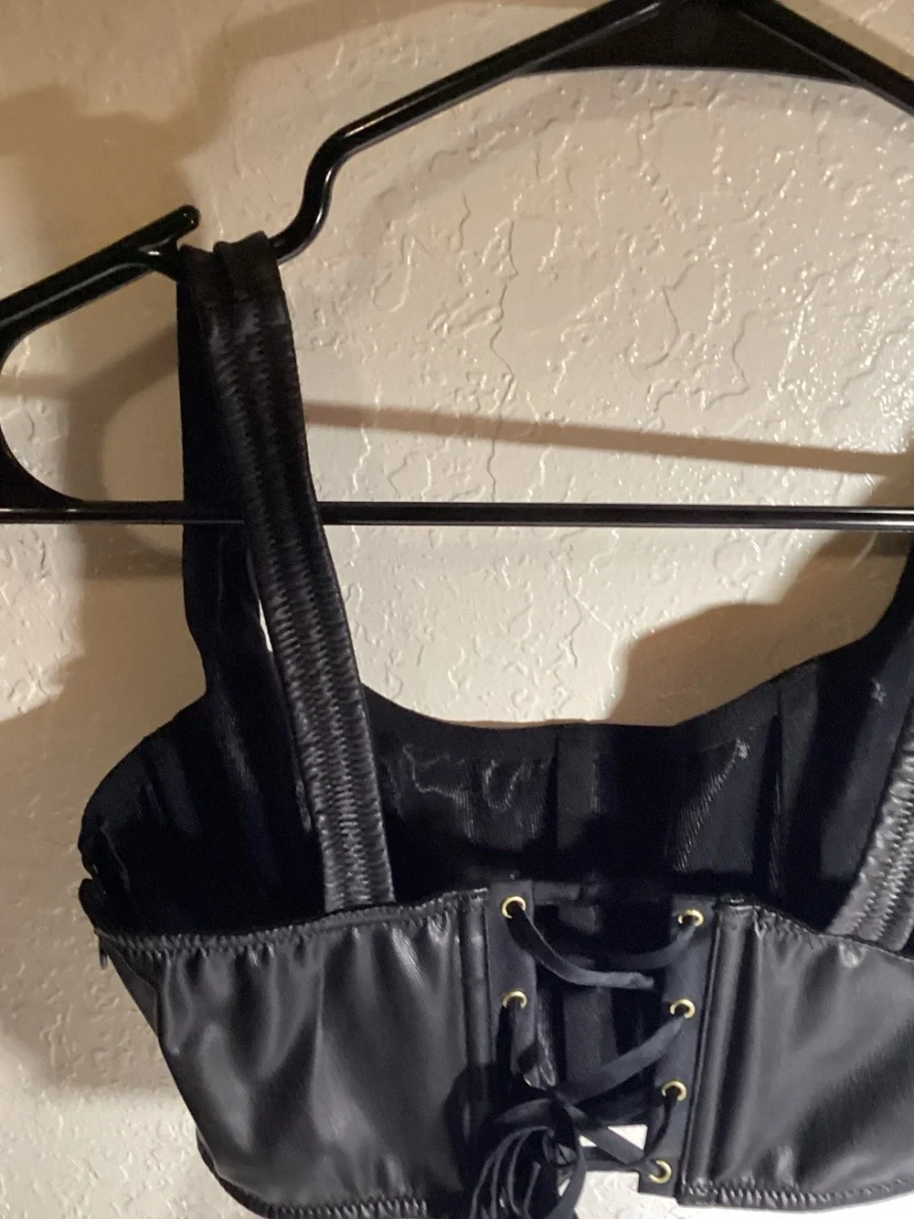 Victoria's Secret Black Satin Lace-Up Bralette